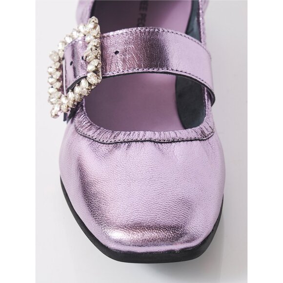 Free People Ursa Gemini Stormy Metallic Lavender Flats with Crystal Buckle 8.5 - Picture 9 of 13